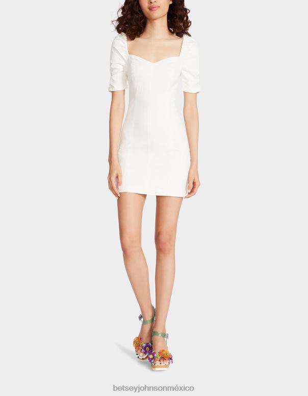 Betsey Johnson ropa mujer F00V269 manga abullonada athina blanco