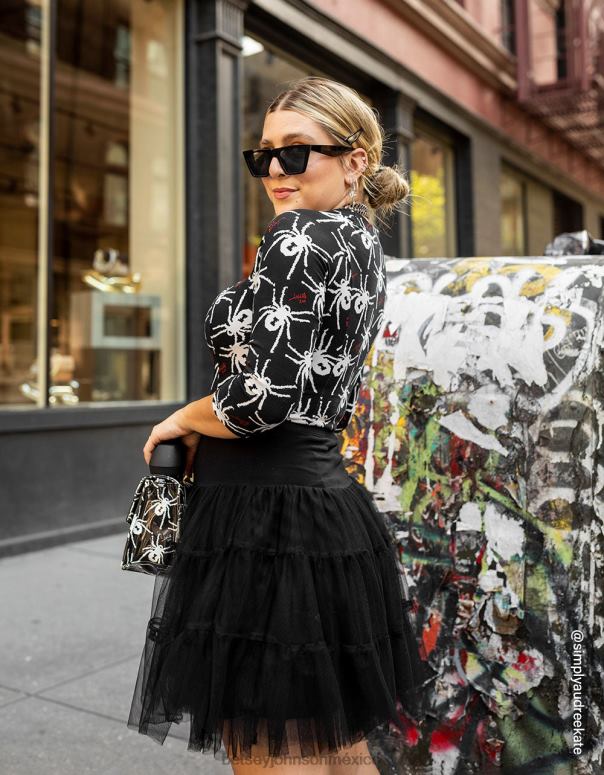 Betsey Johnson ropa mujer F00V272 tutú de tul 80th bash negro