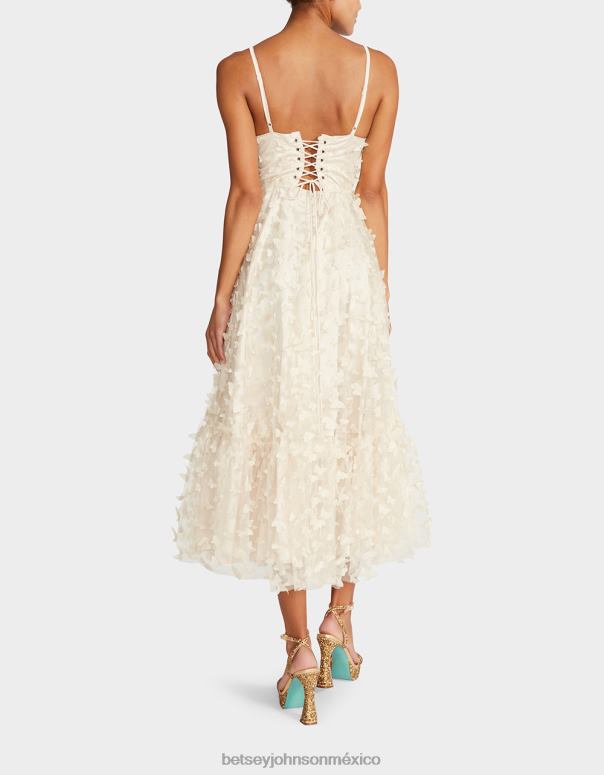 Betsey Johnson ropa mujer F00V273 hermoso maxi vestido de mariposa crema