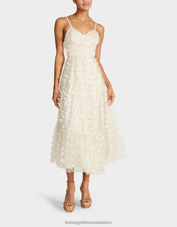 Betsey Johnson ropa mujer F00V273 hermoso maxi vestido de mariposa crema