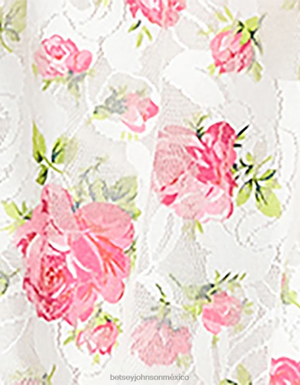 Betsey Johnson ropa mujer F00V274 vestido largo con sobrecarga floral blanco
