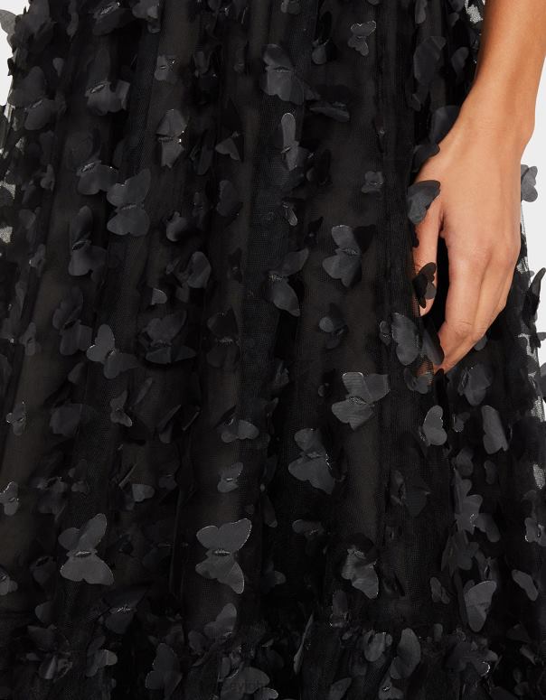 Betsey Johnson ropa mujer F00V275 hermoso maxi vestido de mariposa negro