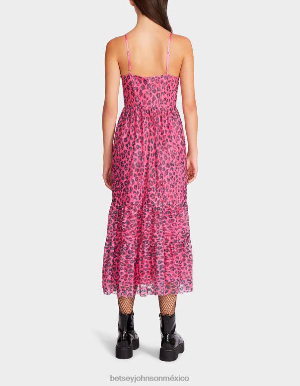 Betsey Johnson ropa mujer F00V276 corsé de encaje elástico wild n out midi caliente rosa