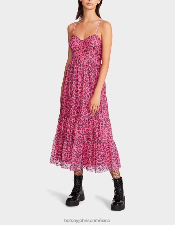 Betsey Johnson ropa mujer F00V276 corsé de encaje elástico wild n out midi caliente rosa