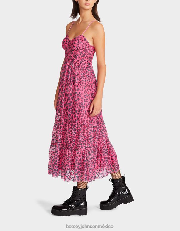 Betsey Johnson ropa mujer F00V276 corsé de encaje elástico wild n out midi caliente rosa