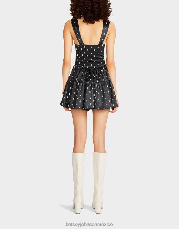 Betsey Johnson ropa mujer F00V277 mameluco de calavera negro