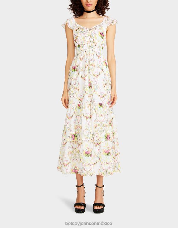 Betsey Johnson ropa mujer F00V280 vestido largo vine and dine blanco