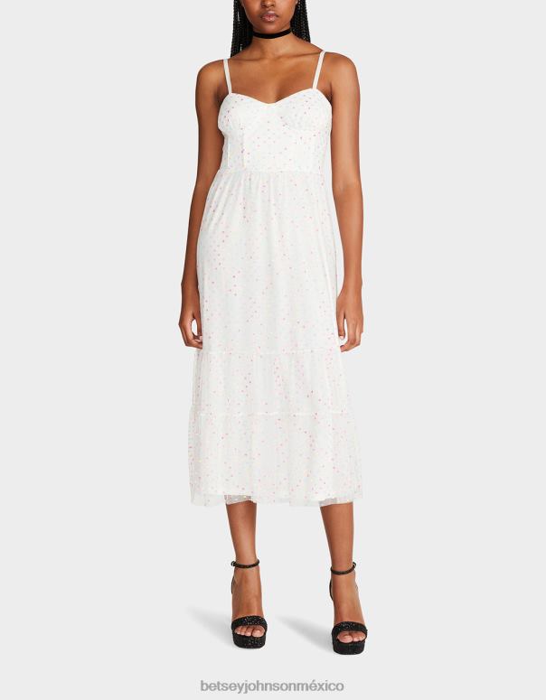 Betsey Johnson ropa mujer F00V281 vestido midi estilo corsé Garden Vibes multi blanco