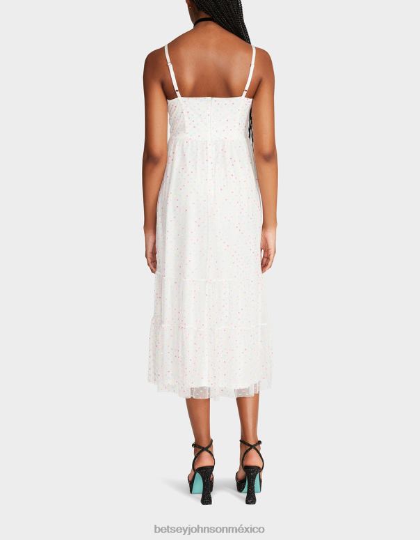 Betsey Johnson ropa mujer F00V281 vestido midi estilo corsé Garden Vibes multi blanco