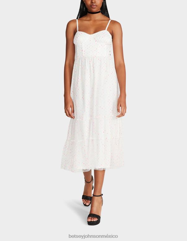 Betsey Johnson ropa mujer F00V281 vestido midi estilo corsé Garden Vibes multi blanco