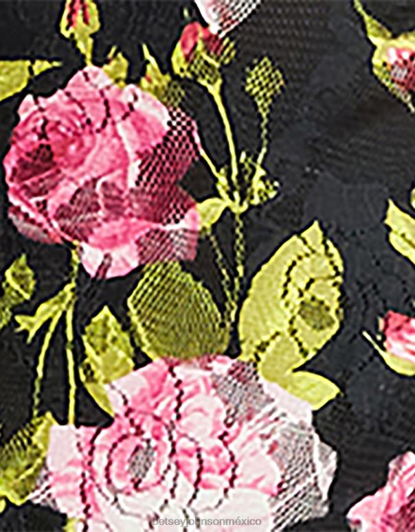 Betsey Johnson ropa mujer F00V282 vestido corto floral vintage negro