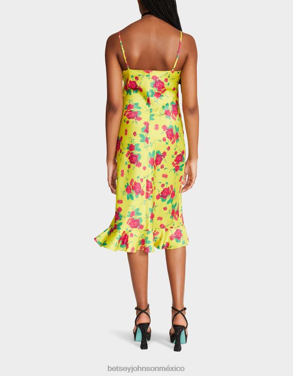 Betsey Johnson ropa mujer F00V284 vestido midi con rosas pintadas cal