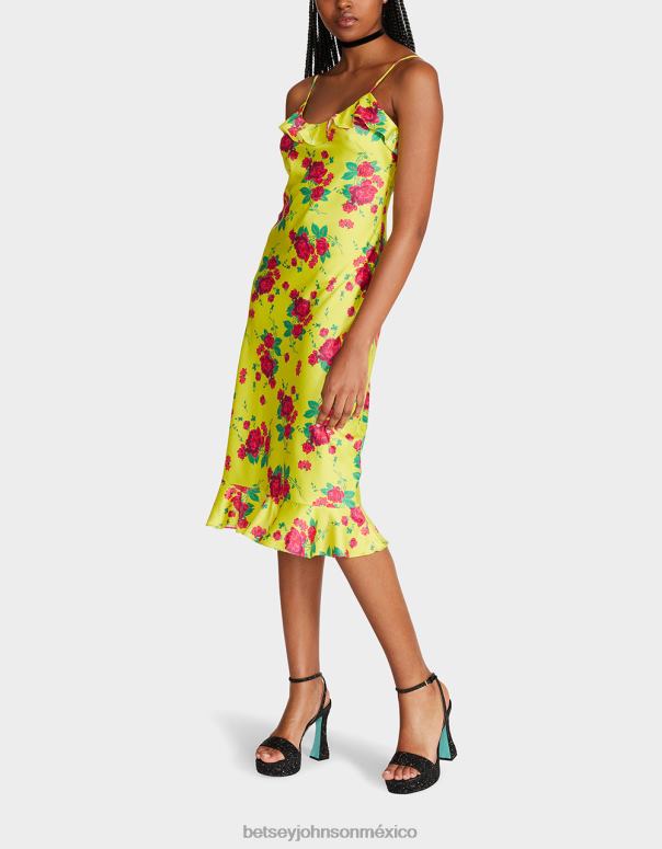 Betsey Johnson ropa mujer F00V284 vestido midi con rosas pintadas cal