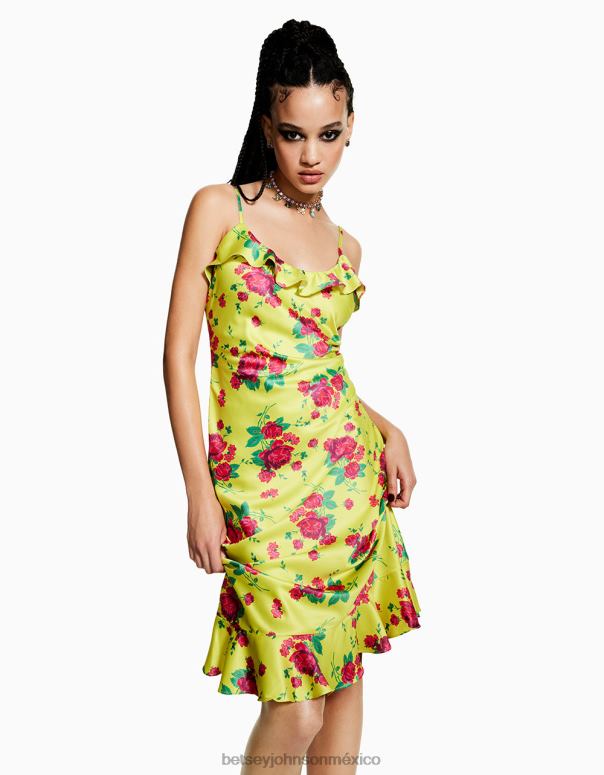 Betsey Johnson ropa mujer F00V284 vestido midi con rosas pintadas cal