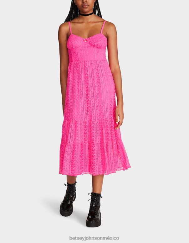 Betsey Johnson ropa mujer F00V285 vestido midi corsé ava rosa