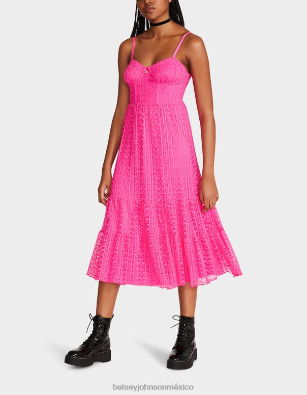 Betsey Johnson ropa mujer F00V285 vestido midi corsé ava rosa
