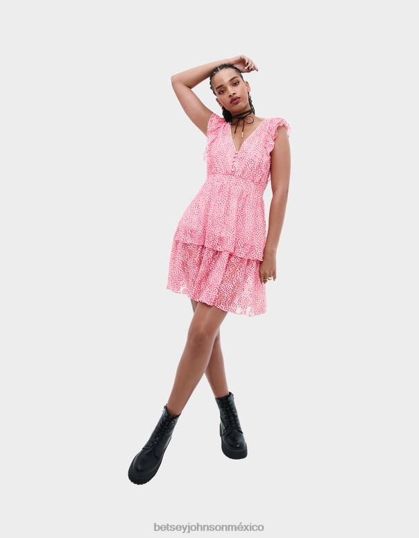 Betsey Johnson ropa mujer F00V293 mini vestido de gasa de reina de corazones rosa