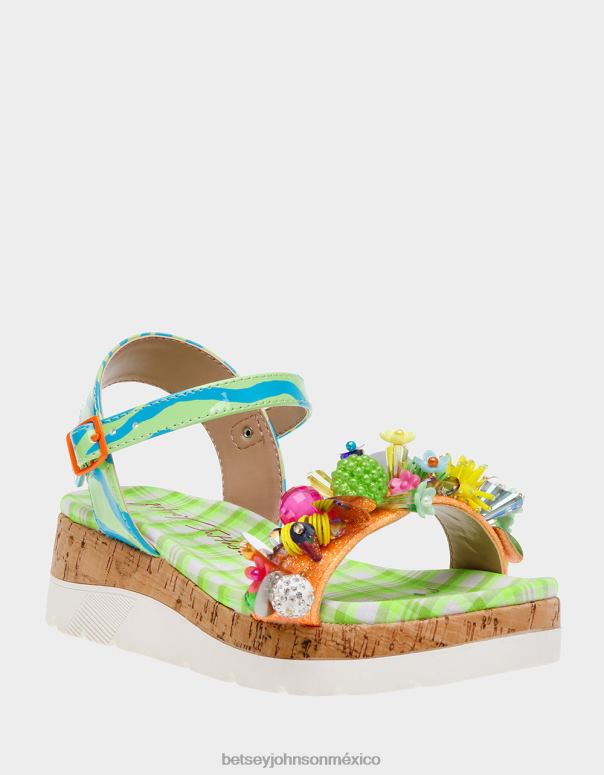 Betsey Johnson zapatos niños F00V180 franco multi verde