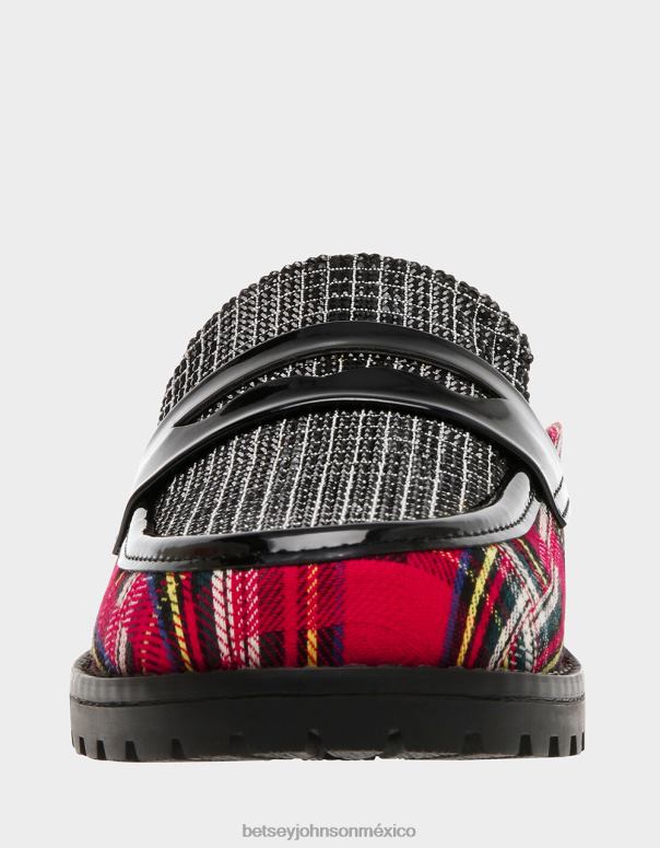 Betsey Johnson zapatos mujer F00V31 ronín cuadros rojos