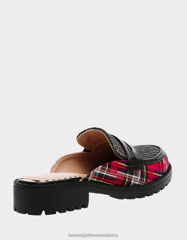 Betsey Johnson zapatos mujer F00V31 ronín cuadros rojos