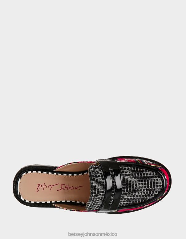 Betsey Johnson zapatos mujer F00V31 ronín cuadros rojos