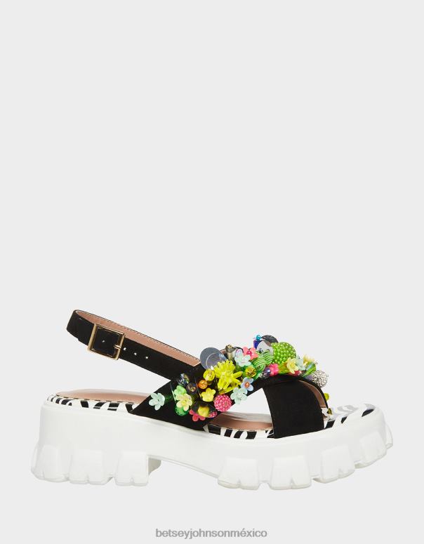 Betsey Johnson zapatos mujer F00V90 franco negro multi
