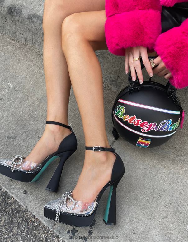 Betsey Johnson zapatos mujer F00V85 cariño satén negro